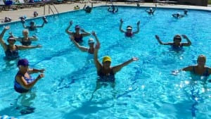 The pool gets a lot of usage between volleyball and aerobics!
