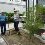Some of our residents building a new garden in the Indio RV Parks community